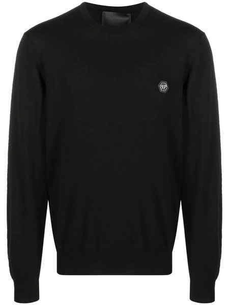  Philipp Plein Logo Plaque Jumper - Black 