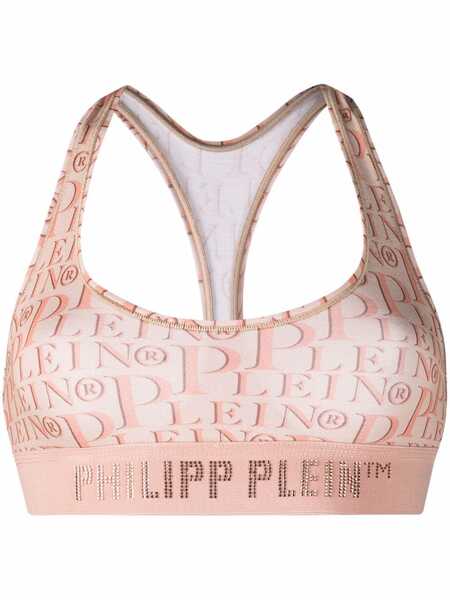  Philipp Plein Logo-print Studded Bra - Neutrals 