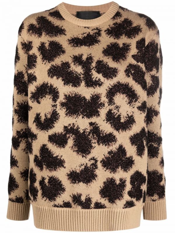  Philipp Plein Long-sleeved Lurex Leopard Jumper - Brown 