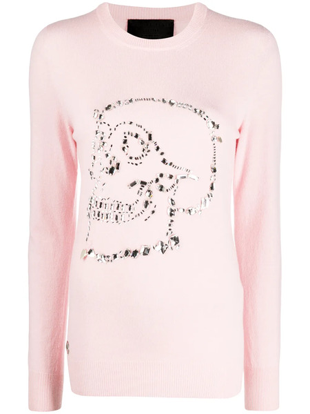  Philipp Plein Look At Me Skull Embellished Jumper - Pink 