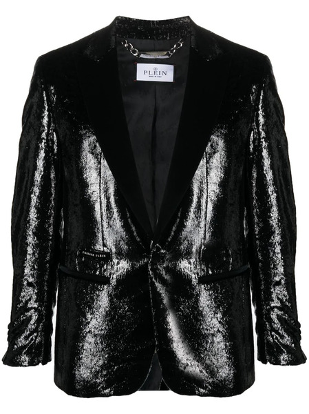  Philipp Plein Metallic-effect Single-breasted Blazer - Black 