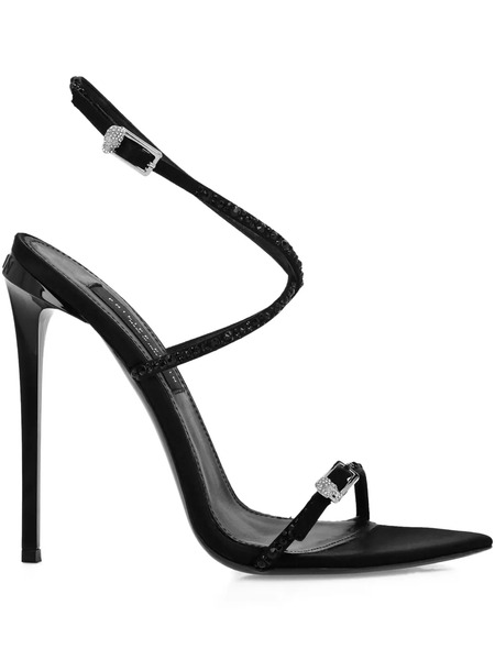  Philipp Plein 120mm Crystal-embellished Buckle Sandals - Black 