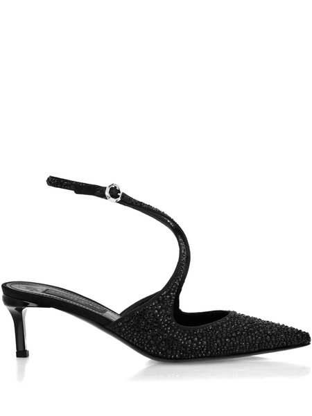  Philipp Plein 55mm Slingback Strass Pumps - Black 