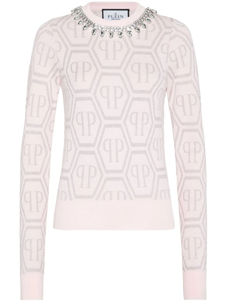  Philipp Plein Monogram Crystal-embellished Jumper - Pink 