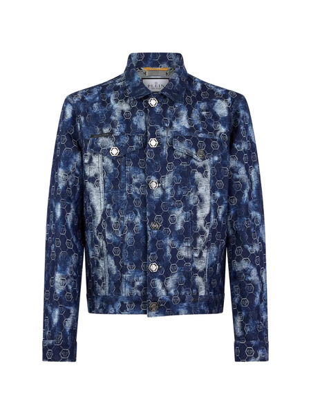  Philipp Plein Monogram-detail Buttoned Jacket - Blue 