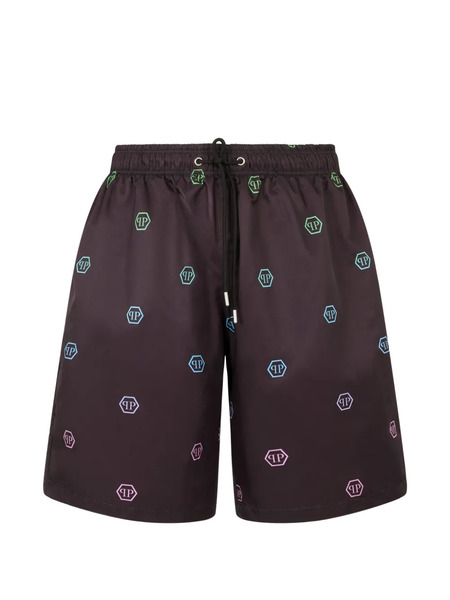  Philipp Plein Monogram Drawstring Shorts - Black 