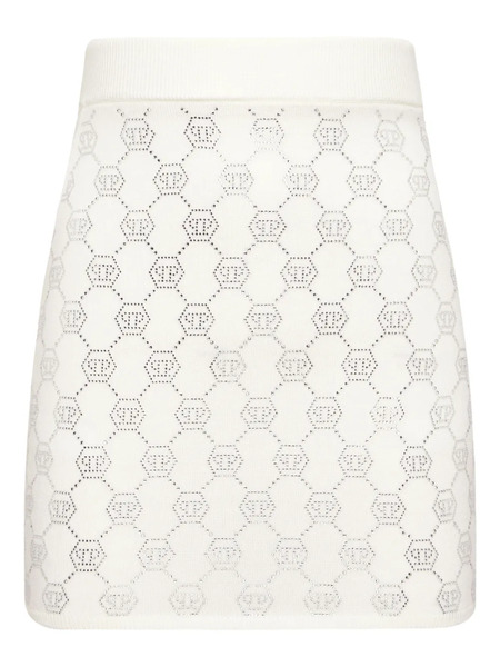  Philipp Plein Monogram Knitted Mini Skirt - Neutrals 