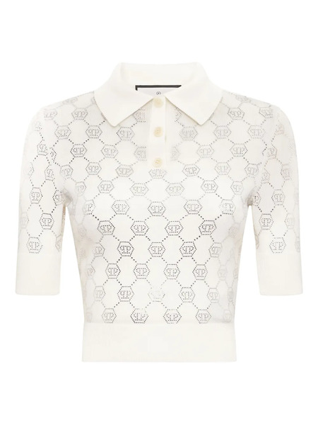  Philipp Plein Monogram Knitted Polo Shirt - Neutrals 