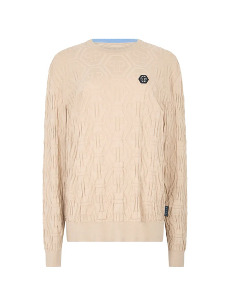  Philipp Plein Monogram-pattern Round-neck Sweater - Neutrals 
