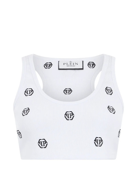  Philipp Plein Monogram Ribbed Top - White 