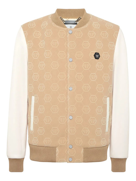  Philipp Plein Monogram Varsity Bomber Jacket - Neutrals 