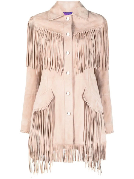  Philipp Plein Oversized Fringed Suede Shirt Jacket - Neutrals 