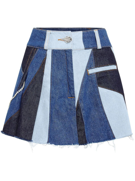  Philipp Plein Patchwork Denim Mini Skirt - Blue 