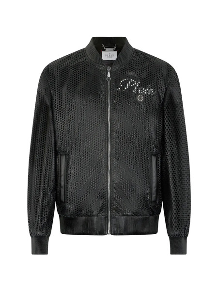  Philipp Plein Perforated Leather Bomber - Black 