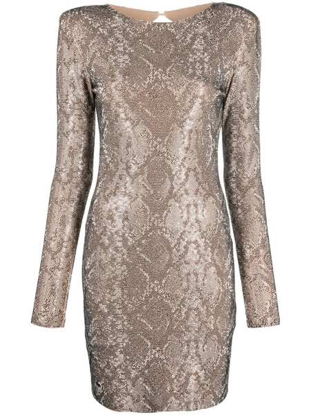  Philipp Plein Python-print Crystal Mini Dress - Neutrals 