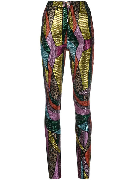  Philipp Plein Rainbow Patchwork Denim Jeggings - Black 