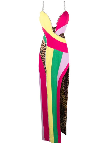  Philipp Plein Rainbow-patchwork Long Dress - Pink 
