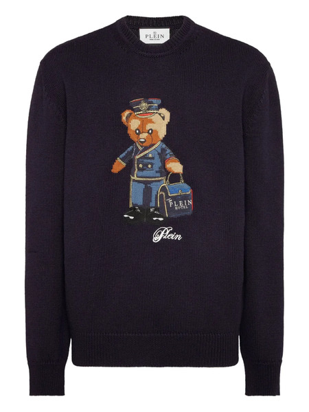  Philipp Plein Reception Teddy Teddy Bear-embroidered Sweater - Blue 