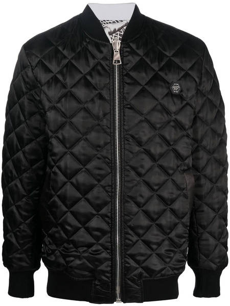  Philipp Plein Reversible Quilted Bomber Jacket - White 