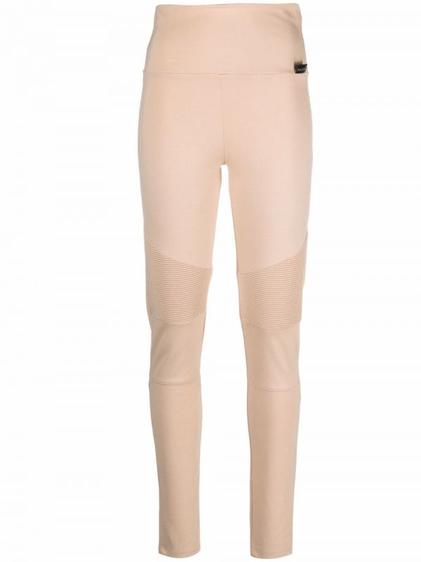  Philipp Plein Ribbed-panel Biker Leggings - Neutrals 