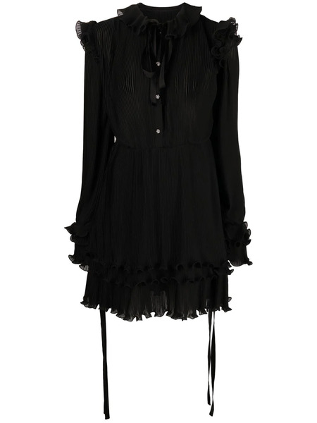  Philipp Plein Ruffled Plissé Midi Dress - Black 