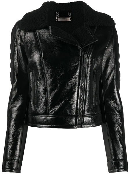  Philipp Plein Shearling-trimmed Moto Jacket - Black 