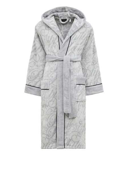  Philipp Plein Signature Hooded Bath Robe - White 