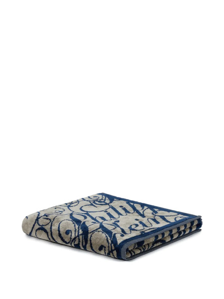  Philipp Plein Signature-pattern Bath Towel - Blue 