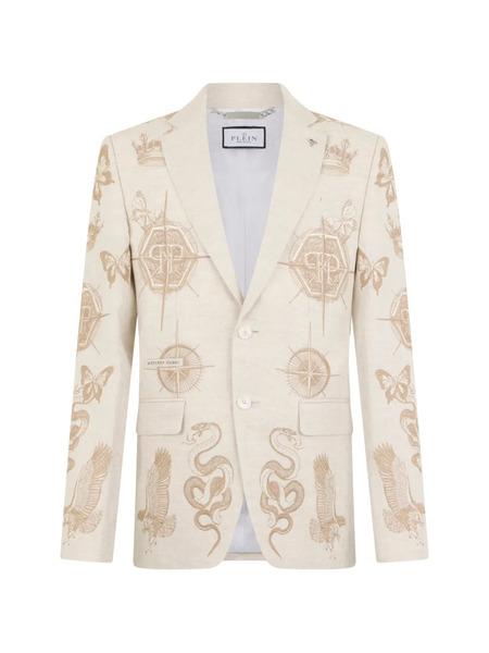  Philipp Plein Single-breasted Buttoned Blazer - Neutrals 