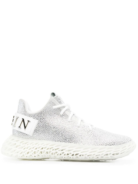  Philipp Plein Skeleton Runner Embellished Sneakers - Silver 