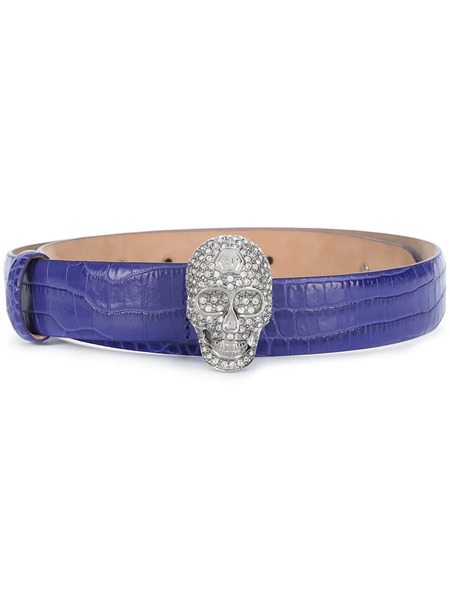  Philipp Plein Skull Crystal Belt - Purple 