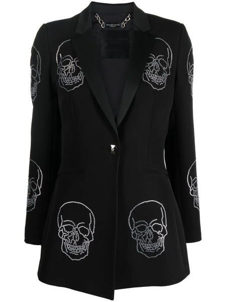  Philipp Plein Skull-embellished Single-breasted Coat - Black 
