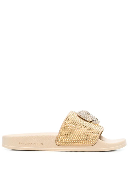  Philipp Plein Skull Strass Pool Slides - Neutrals 