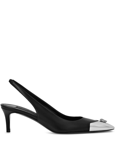  Philipp Plein Skull Strass Slingback Pumps - Black 