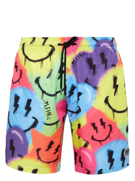  Philipp Plein Smiley Face-print Swim Trunks - Multicolour 