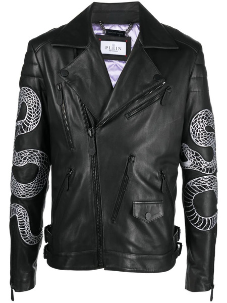  Philipp Plein Snake-print Biker Jacket - Black 