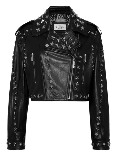  Philipp Plein Star Stud-embellished Biker Jacket - Black 