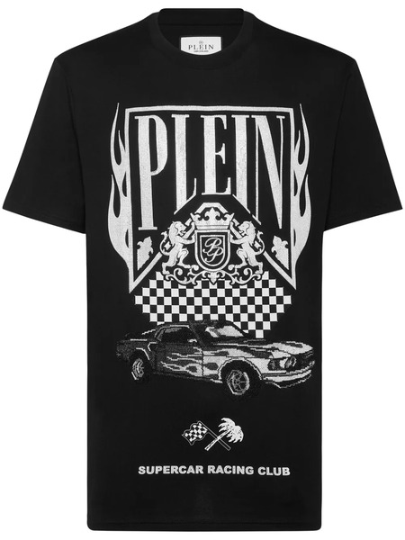  Philipp Plein Strass Flame Racing T-shirt - Black 
