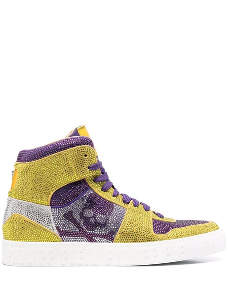  Philipp Plein Strass Skull High-top Sneakers - Yellow 