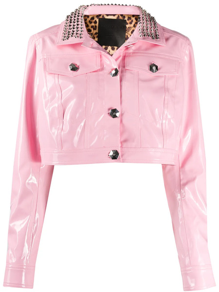  Philipp Plein Stud-embellished Cropped Jacket - Pink 
