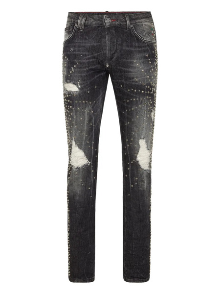  Philipp Plein Studded Distressed Jeans - Grey 