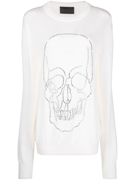  Philipp Plein Studded-skull Cashmere Pullover - Neutrals 
