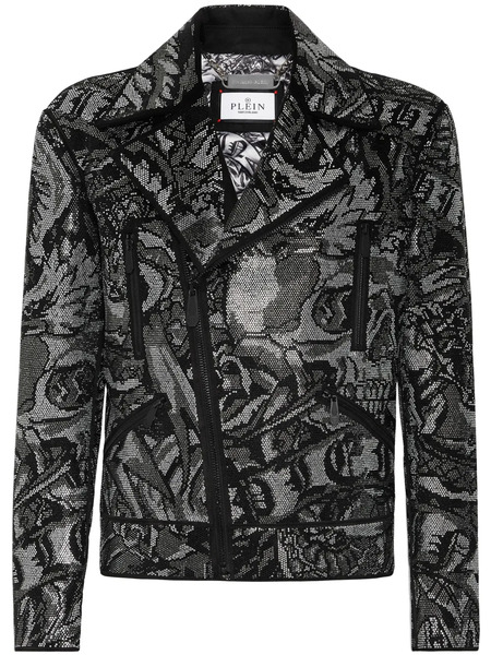  Philipp Plein Tattoo-print Biker Jacket - Black 