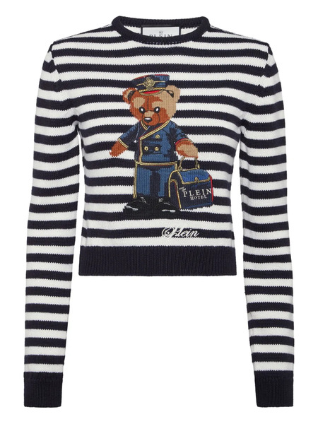  Philipp Plein Teddy Bear-jacquard Jumper - Blue 