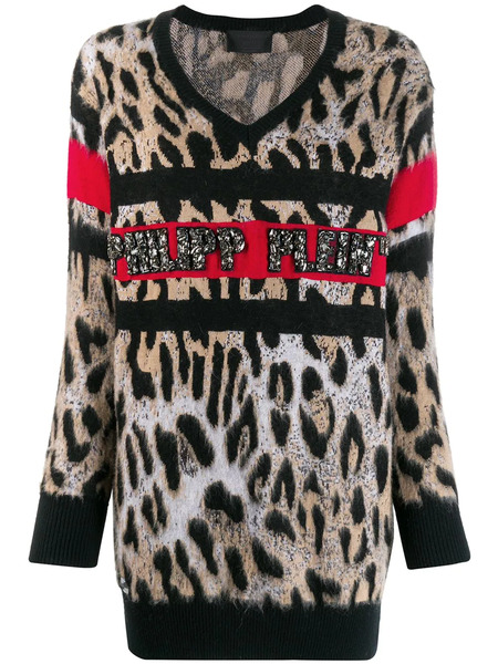  Philipp Plein V-neck Leopard Top - Black 