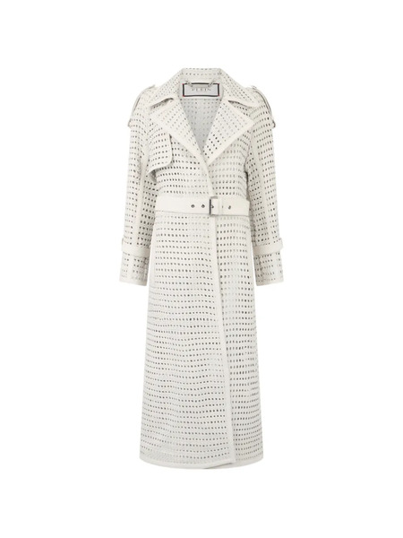  Philipp Plein Weaved Leather Trench Coat - Neutrals 