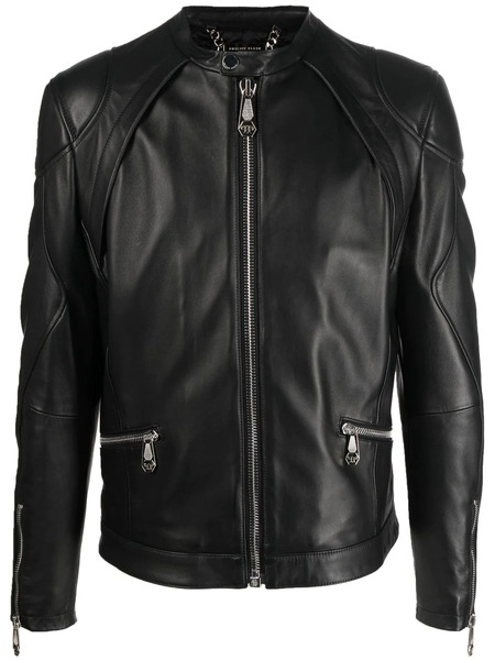  Philipp Plein Zip-through Biker Jacket - Black 
