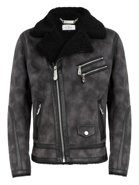  Philipp Plein Zip-up Biker Jacket - Black 