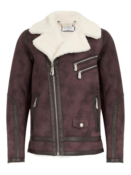  Philipp Plein Zip-up Biker Jacket - Brown 