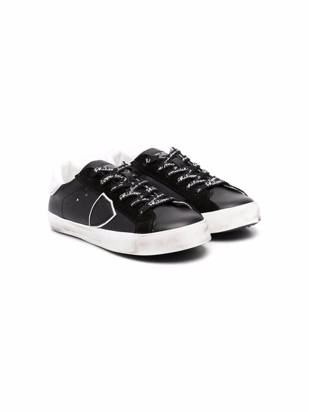  Philippe Model Kids Logo-patch Low Top Sneakers - Black 